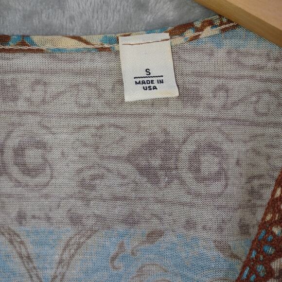 Vintage Y2K Womens Babydoll Crochet Lace Trim Top Size S Tie Waist Boho Coquette - Picture 8 of 11